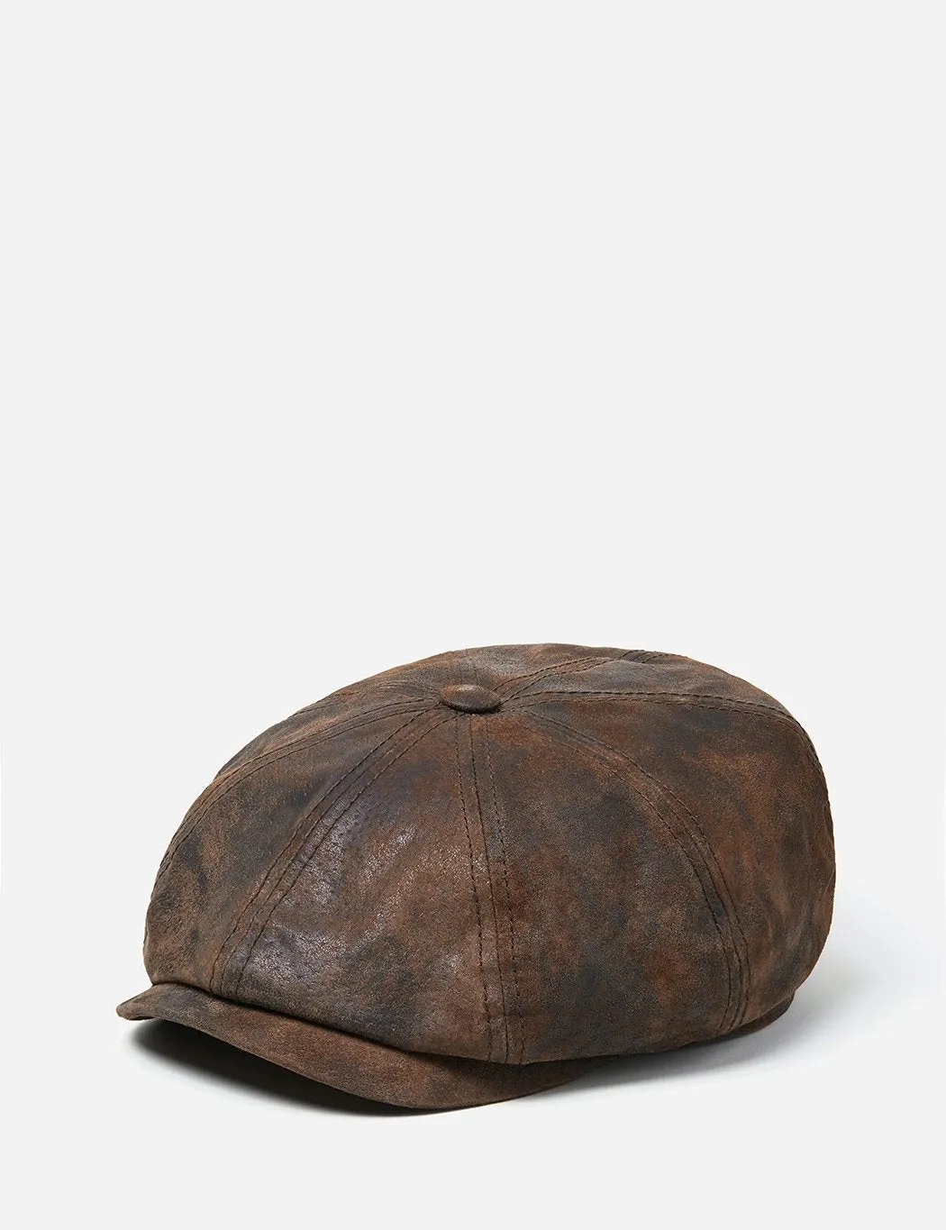 Stetson Hatteras Newsboy Cap (Pigskin) - Dark Brown