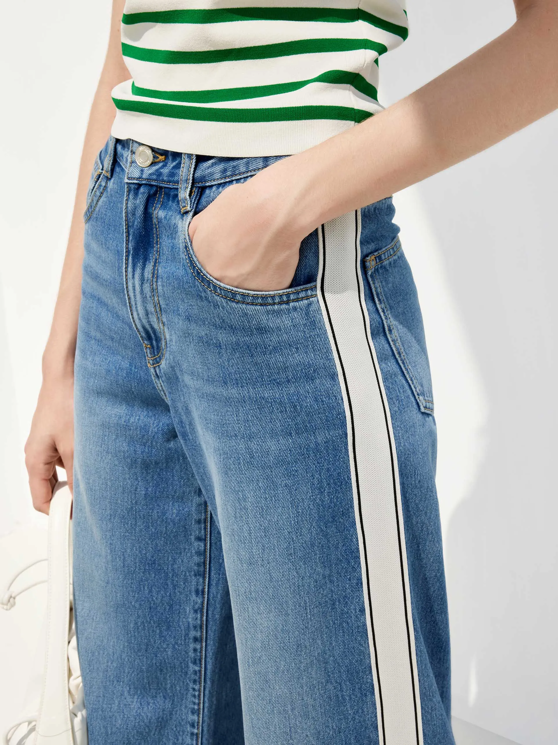 Straight Fit Panel Jeans