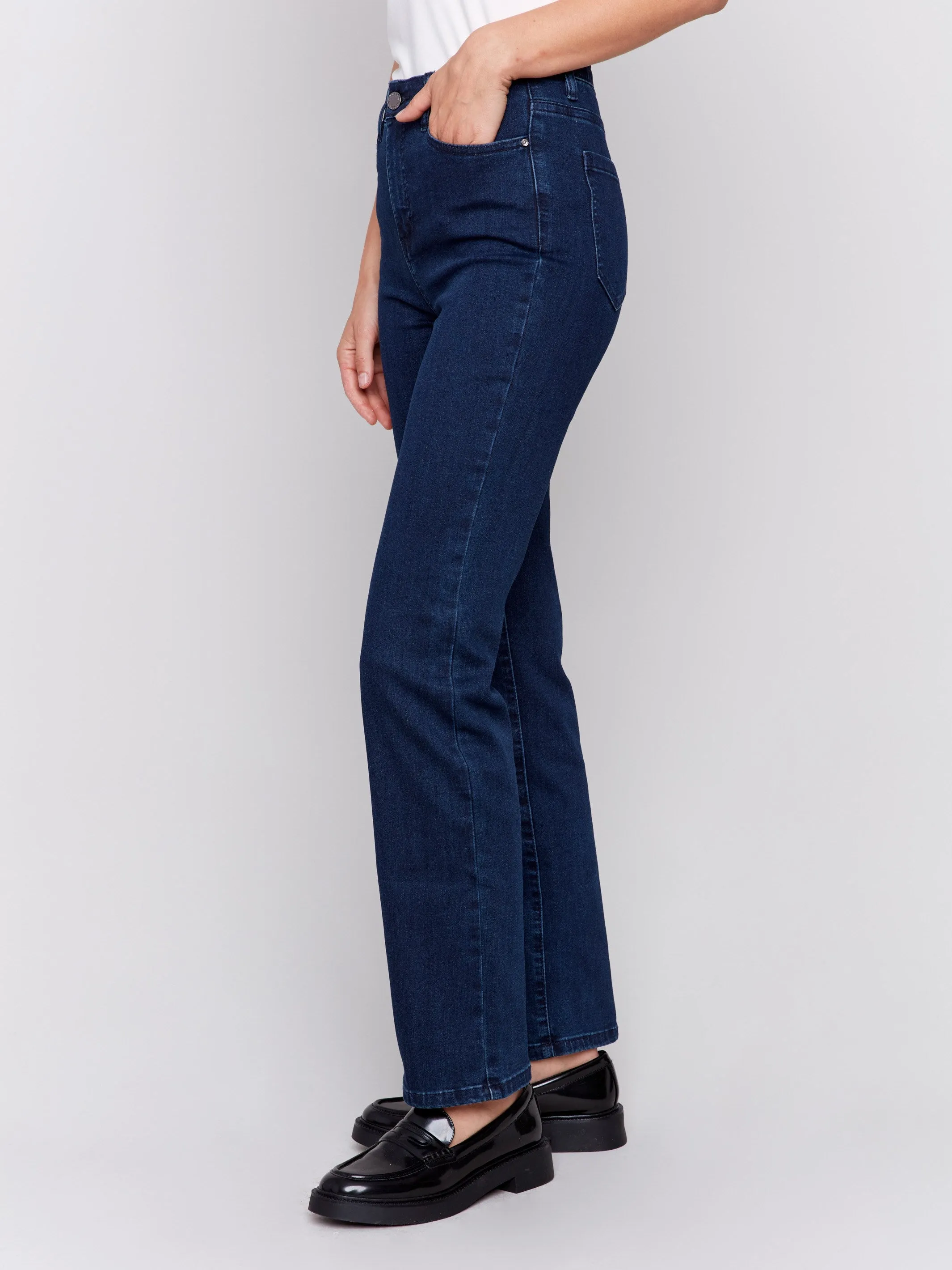 Straight Leg Jeans - Blue Black