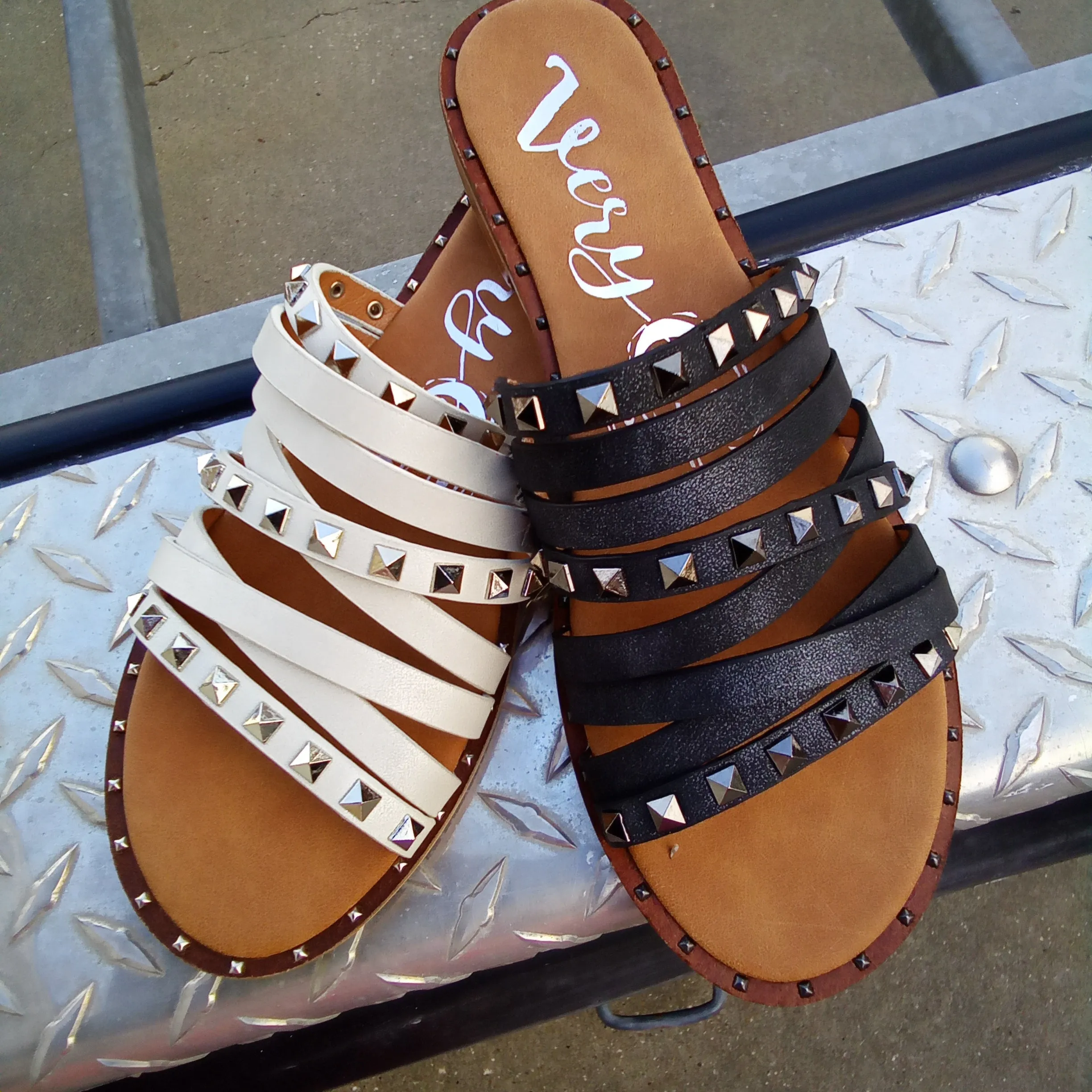 Strappy Studded Sandals | Very G Studs 2 - White