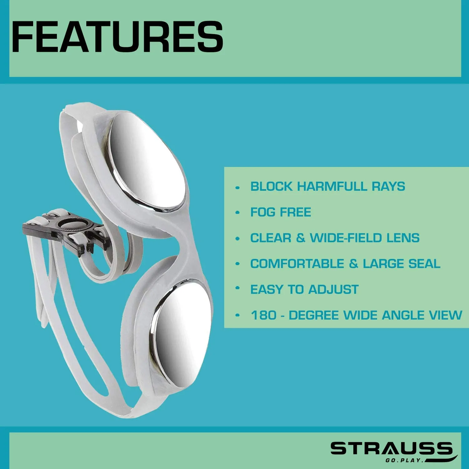 Strauss Swimming Kit (Silicone cap|Swimming Goggle|Earplugs|Noseplug) (Grey) (Pack of 2)