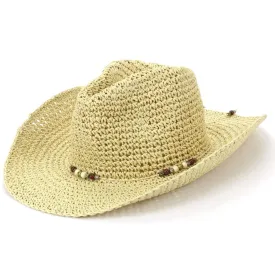 Straw Cowboy Hat with Bead Band