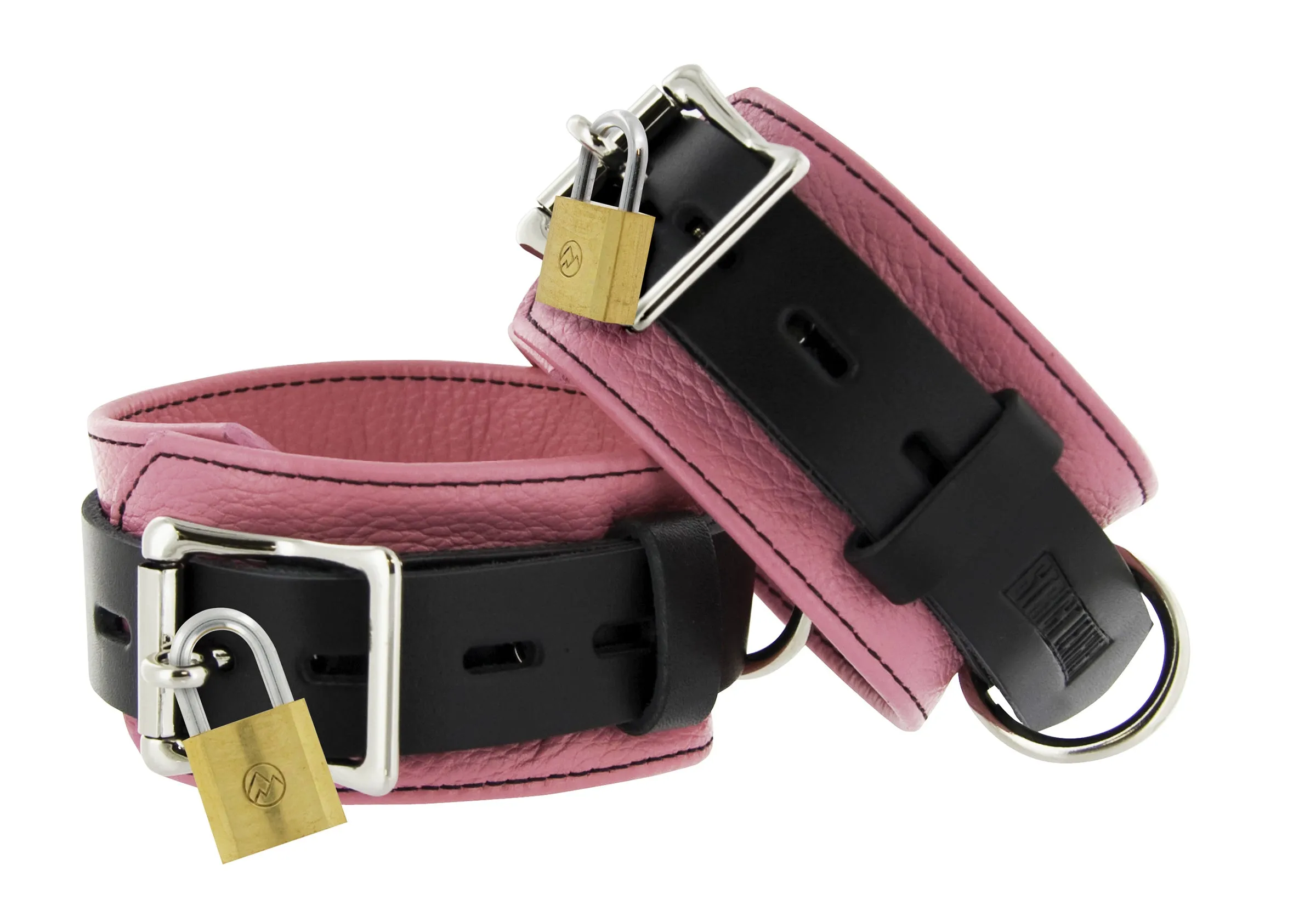 Strict Leather Deluxe Black and Pink Locking Cuffs