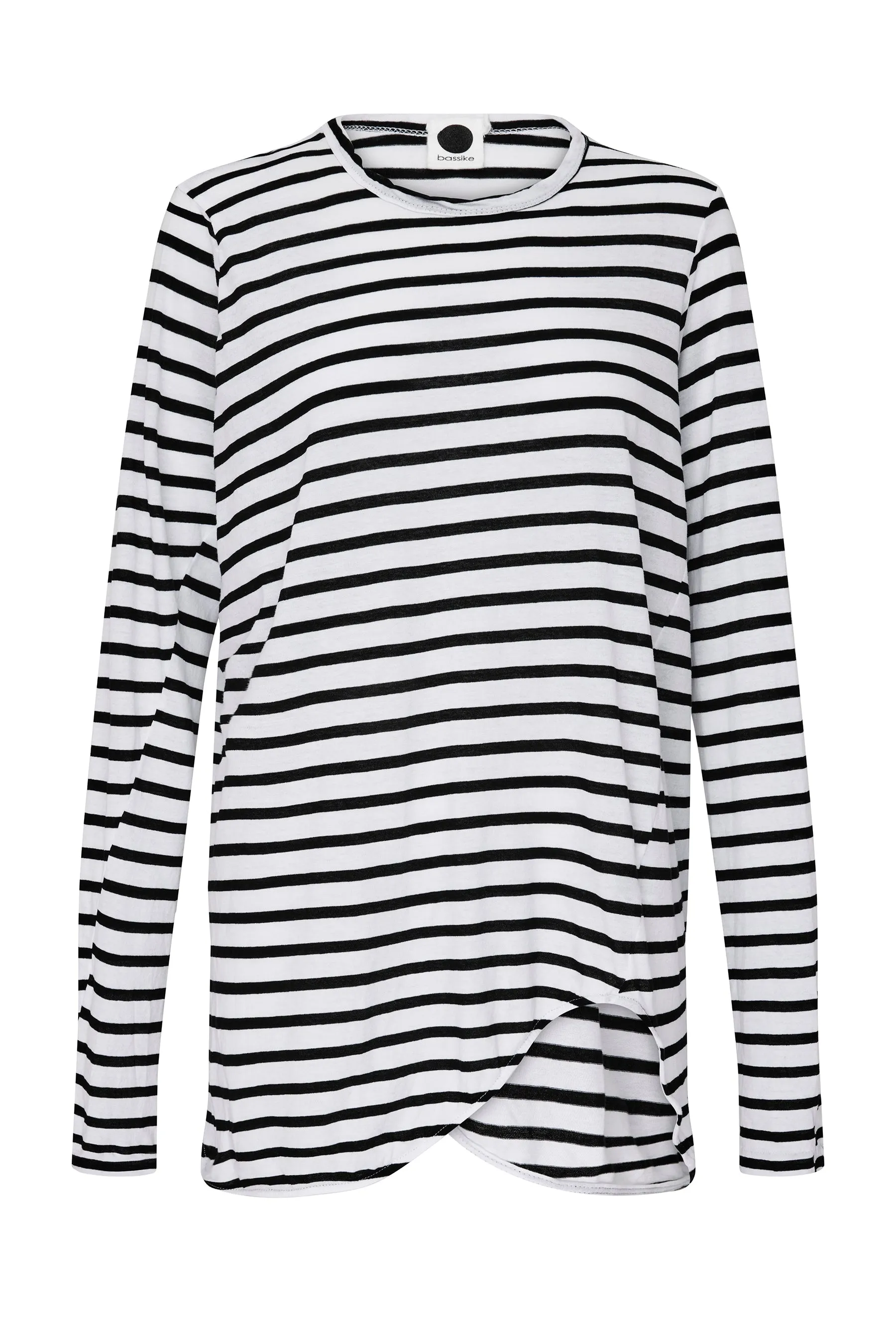 stripe scoop hem long sleeve t.shirt