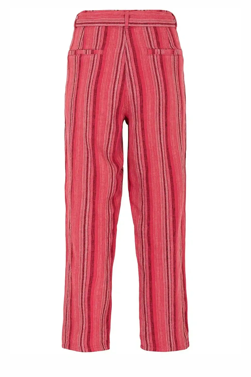 Striped Linen Blend Crop Trouser