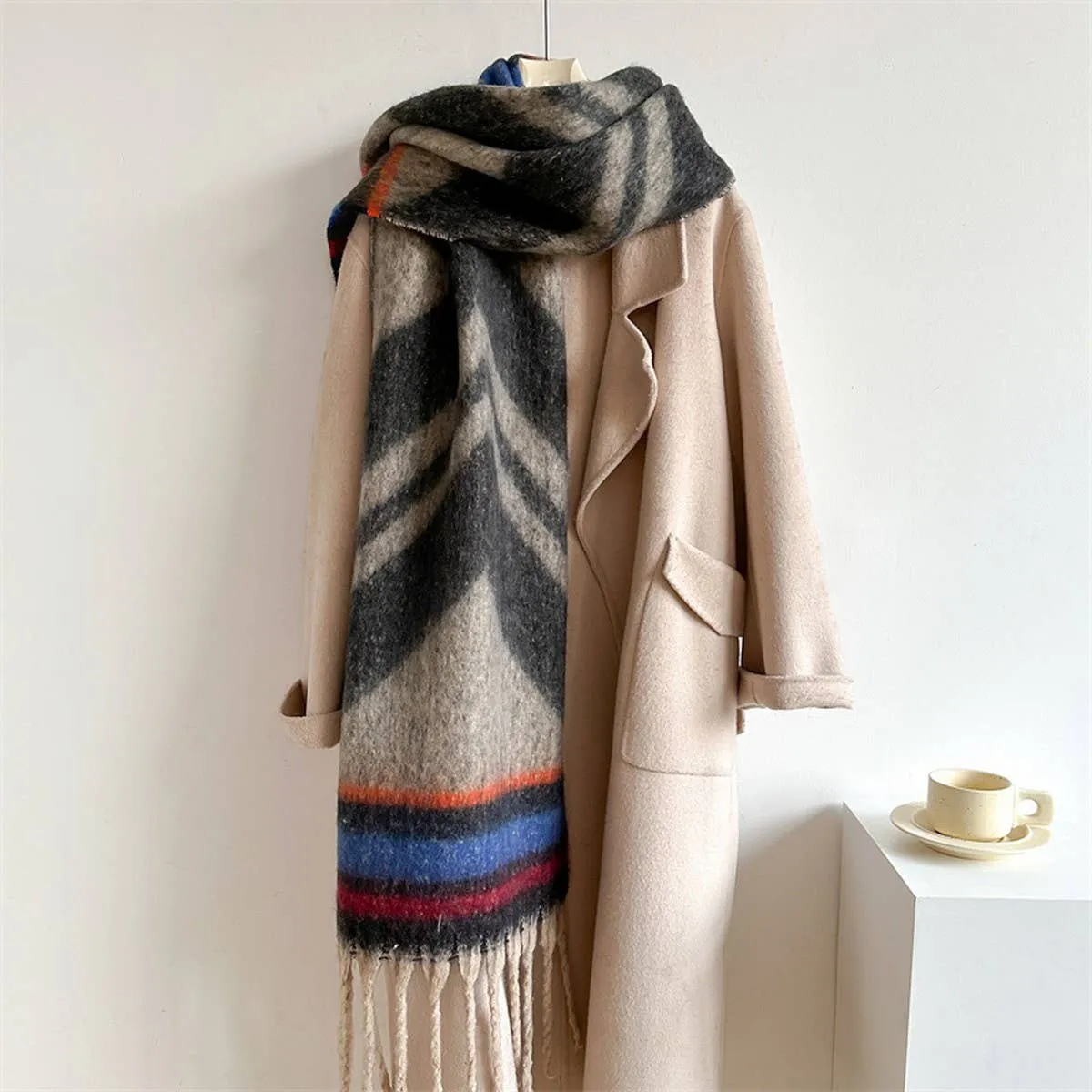 Striped Scarf - Pink   Blue