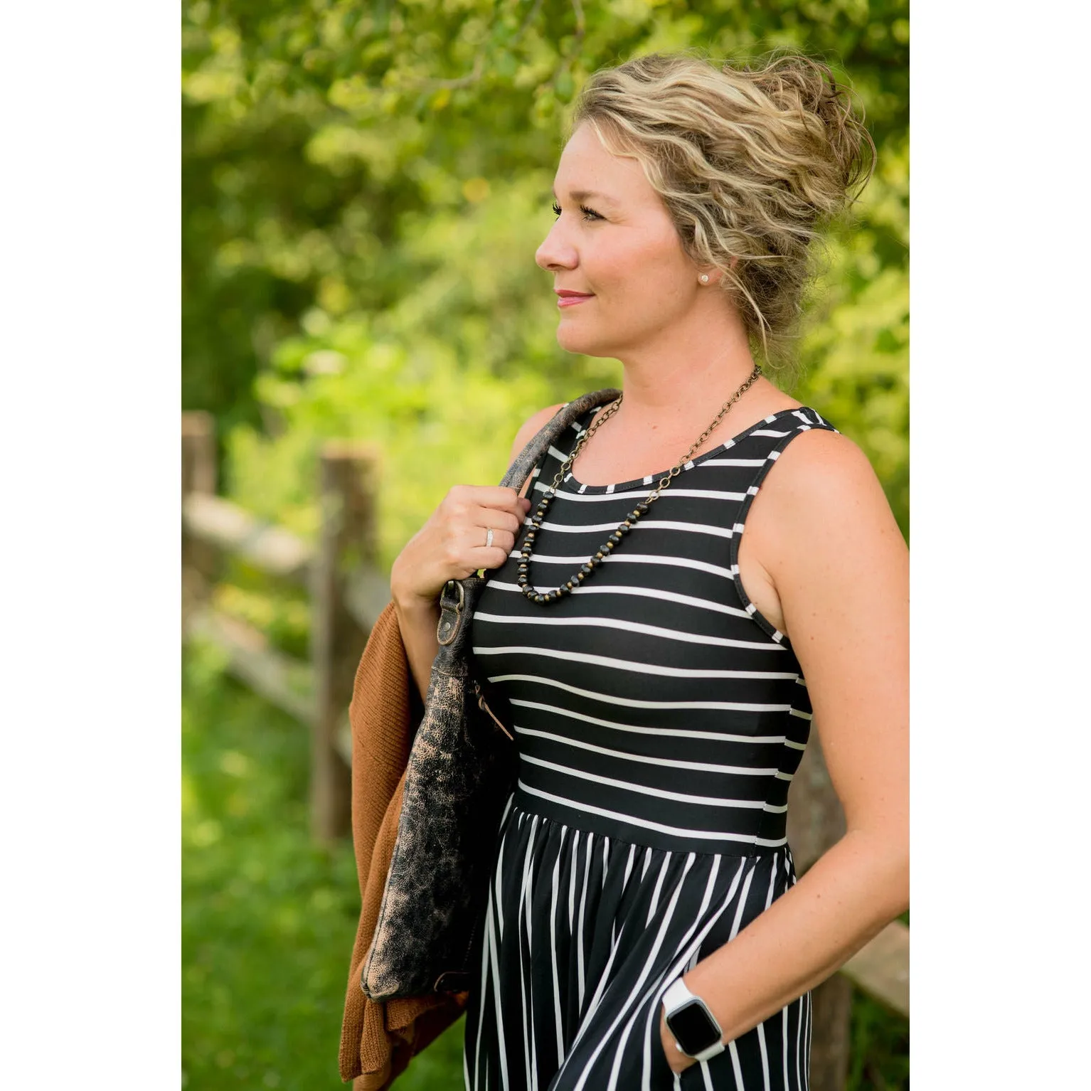 Striped Sleeveless Tank Dress