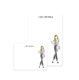 Striped Tee   Black Pants Personalized Stationery Desk Set