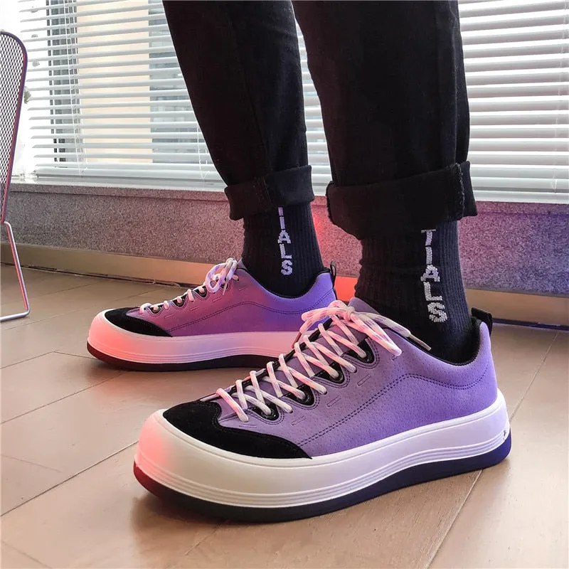 Stylish Black Men Trendy Sneakers Casual Shell Toe Designer Shoes Men Platform Microfiber Streetwear Autumn Mens Casual Shoes