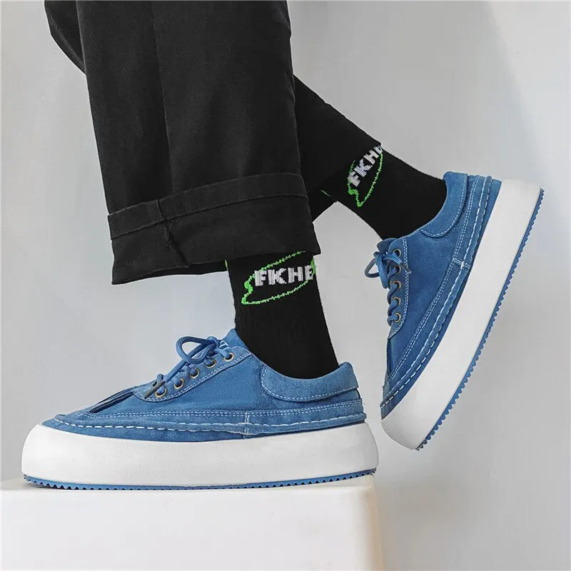 Stylish Black Men Trendy Sneakers Casual Shell Toe Designer Shoes Men Platform Microfiber Streetwear Autumn Mens Casual Shoes