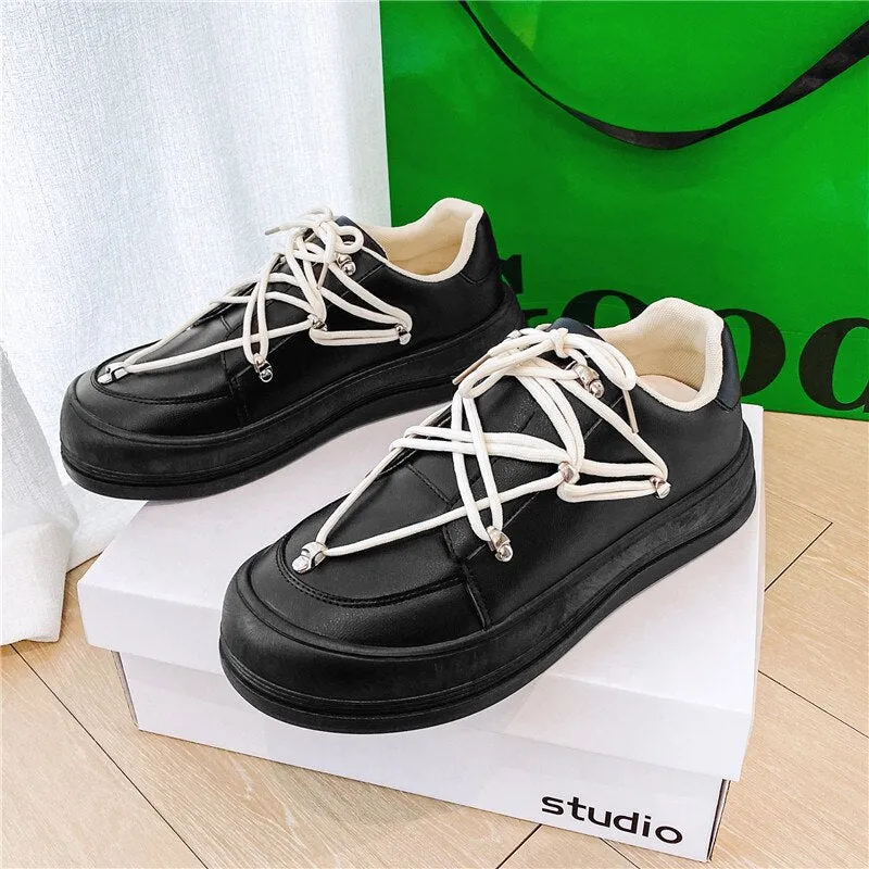 Stylish Black Men Trendy Sneakers Casual Shell Toe Designer Shoes Men Platform Microfiber Streetwear Autumn Mens Casual Shoes