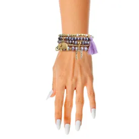 Stylish Purple & Gold Beaded Bracelets   Charms: Must-Have Accessories