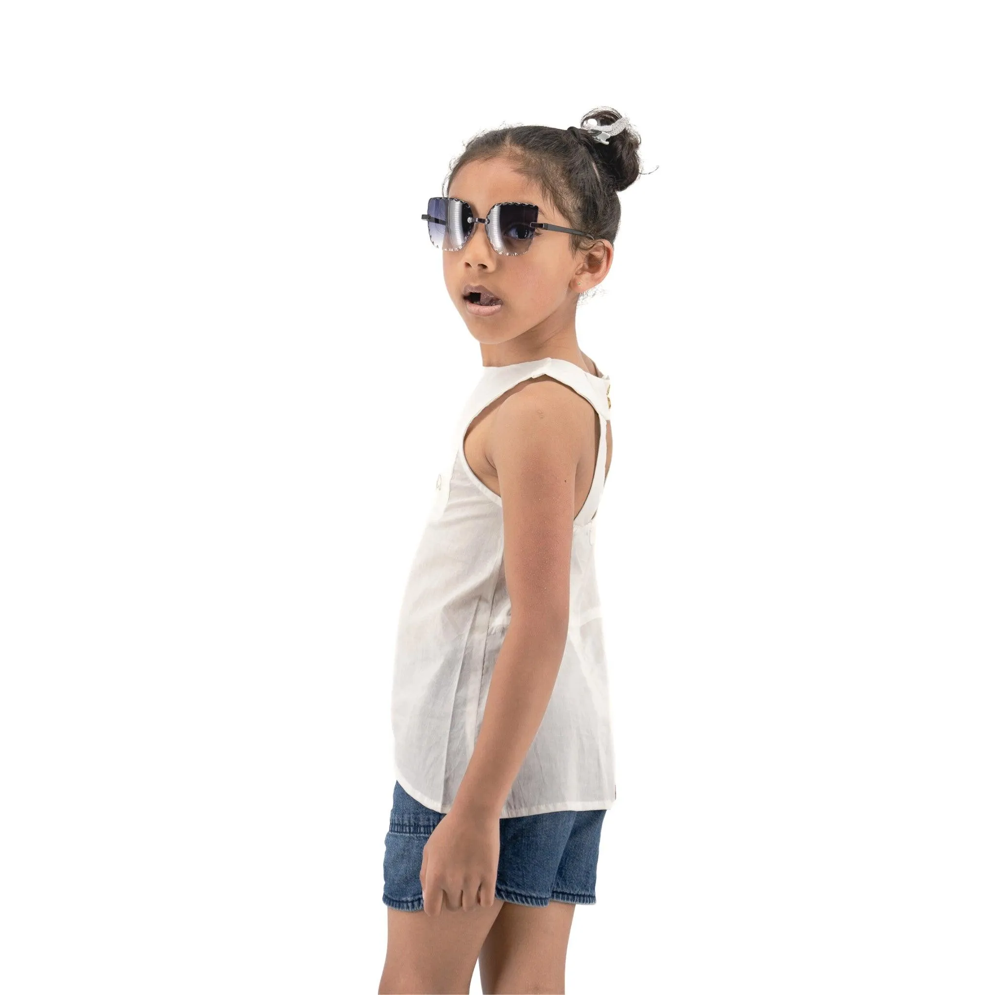 Stylish White Cotton Top for Girls