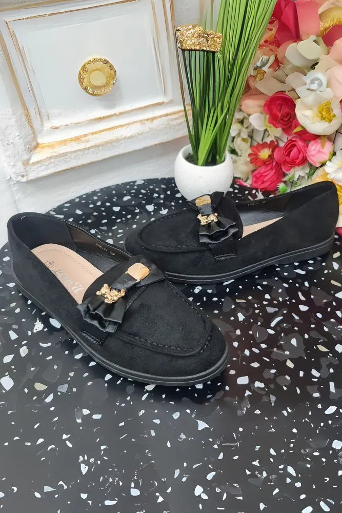 Suede Bow Buckle Round Toe Sneakers