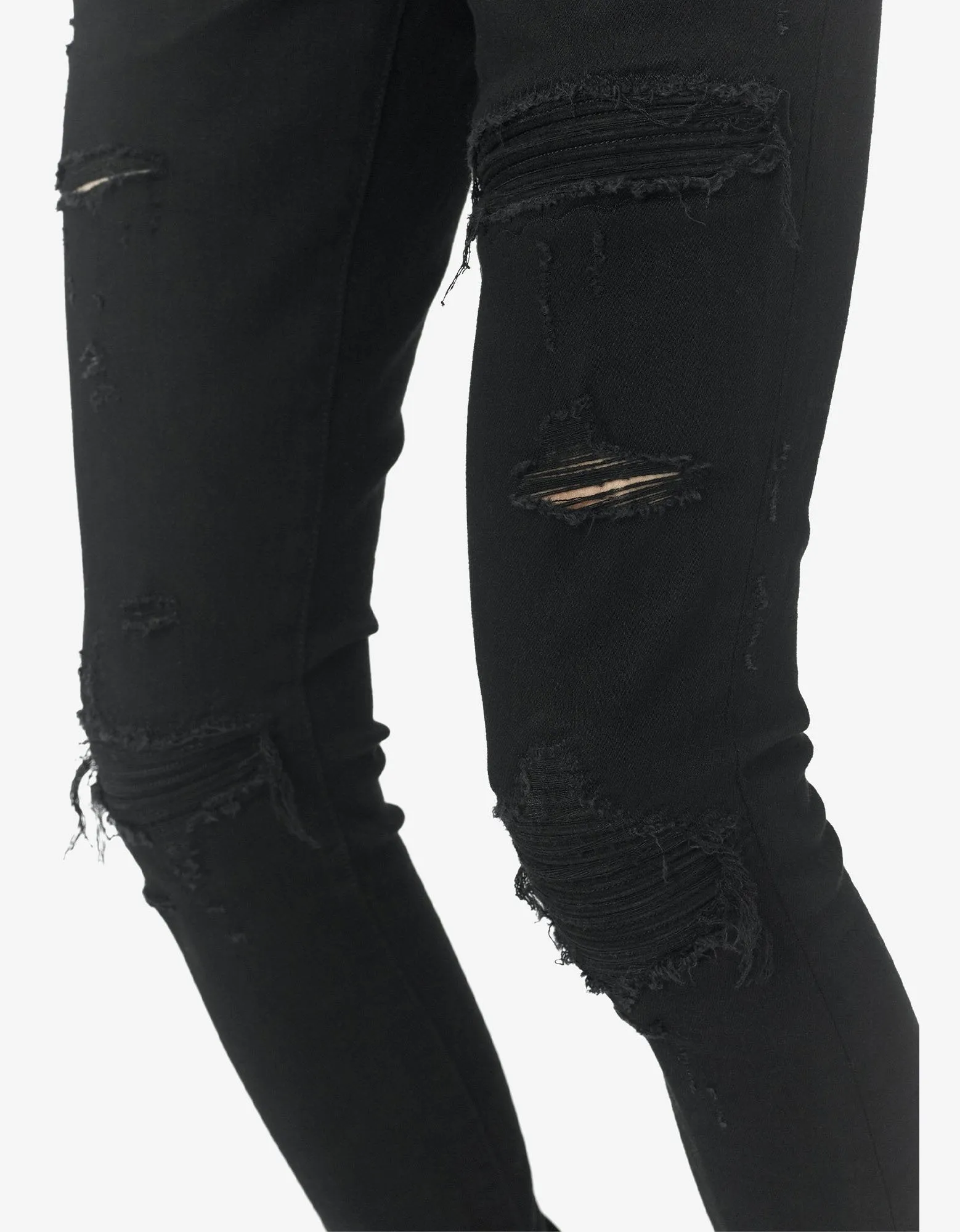 Suede MX1 Black Distressed Skinny Jeans