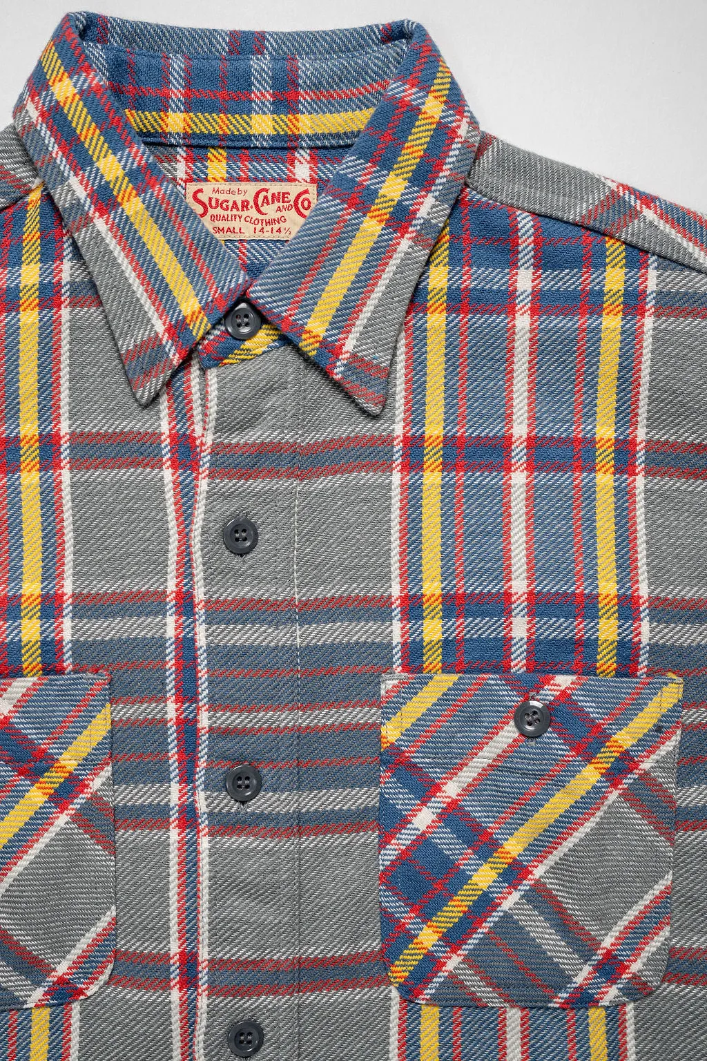 Sugar Cane Lot No. SC29363 Twill Check Work Shirt - Grey