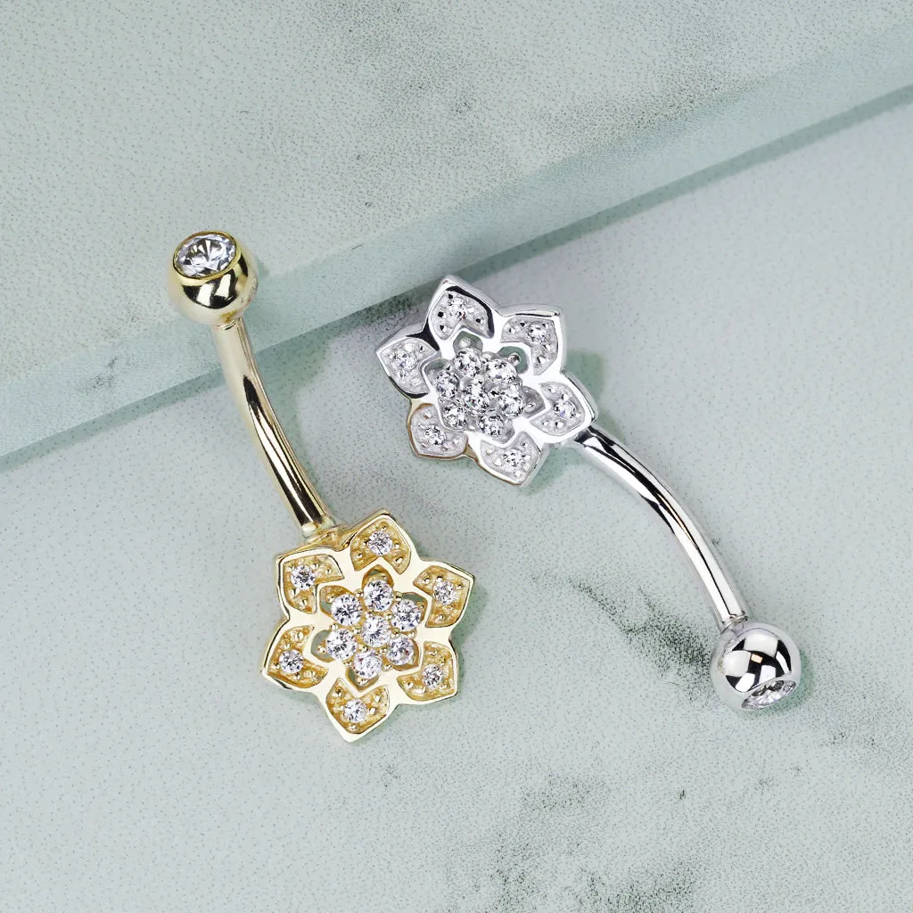 Sugar Daisy Belly Ring in 14K White Gold