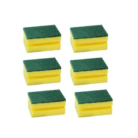 Sulfar Scrub Sponge 2 in 1 PAD for Kitchen, Sink, Bathroom Cleaning Scrubber (6 pc), Black, Medium (1429)