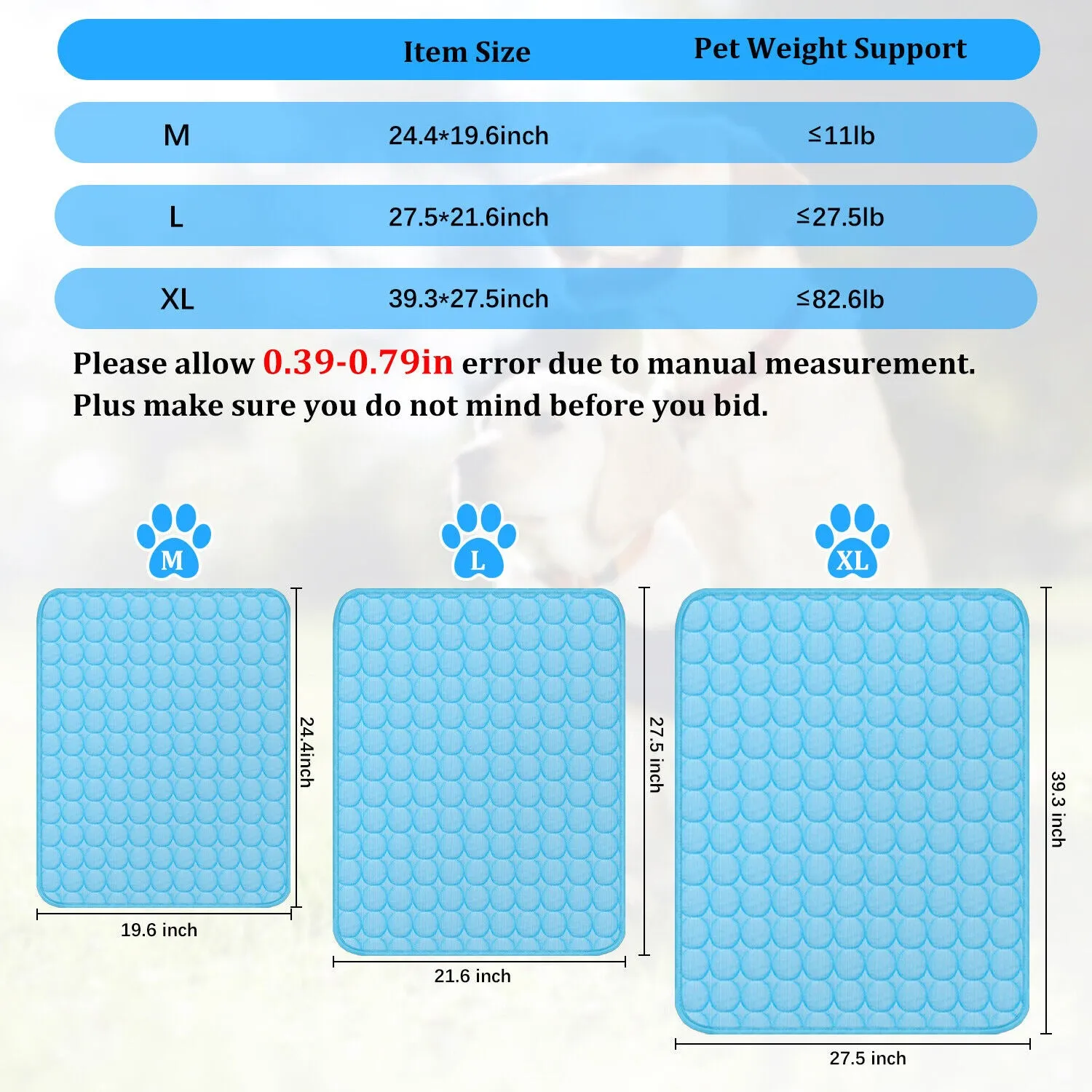 Summer Pet Cooling Mat for Dogs and Cats