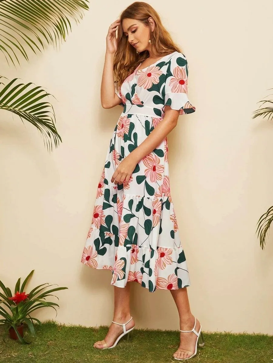 Summer Women Chiffon Floral Beach Dresses