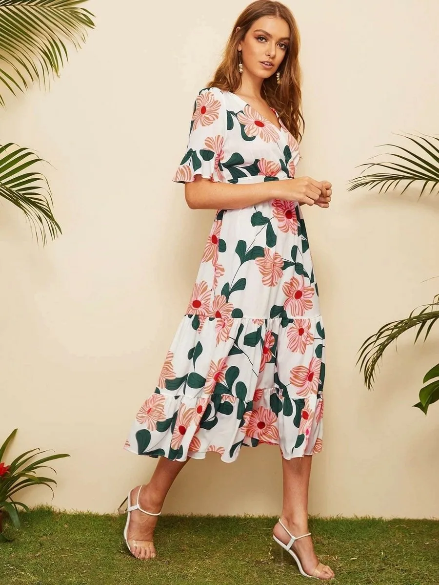 Summer Women Chiffon Floral Beach Dresses