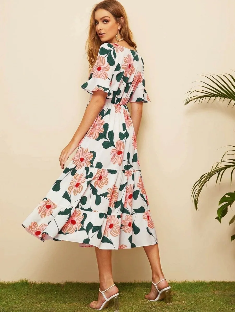 Summer Women Chiffon Floral Beach Dresses