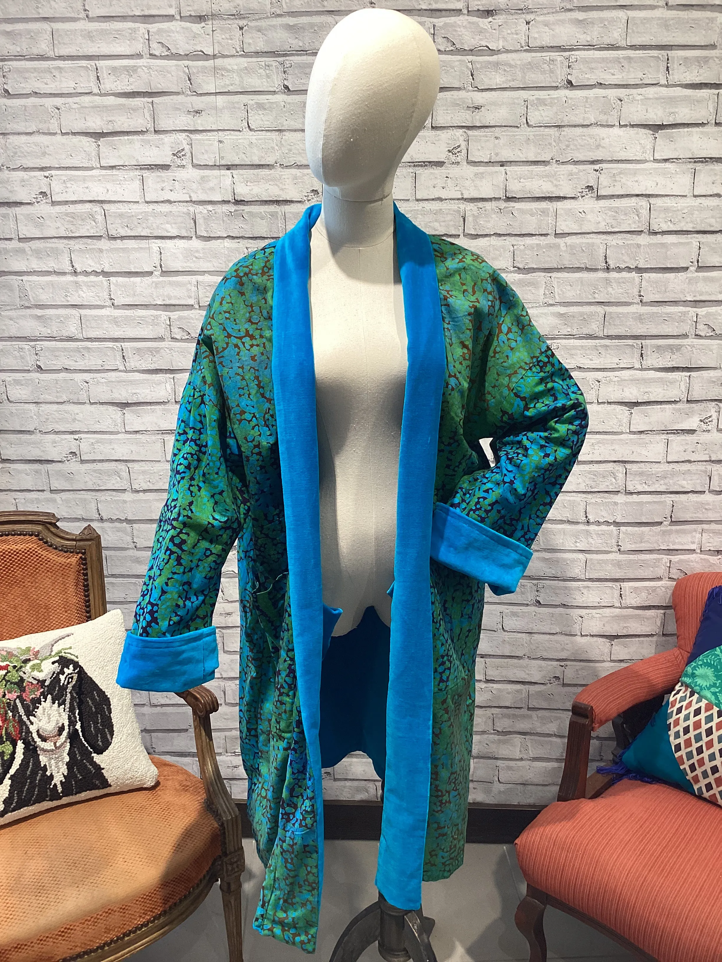 Sumptuous Sea Blue Velvet Coat