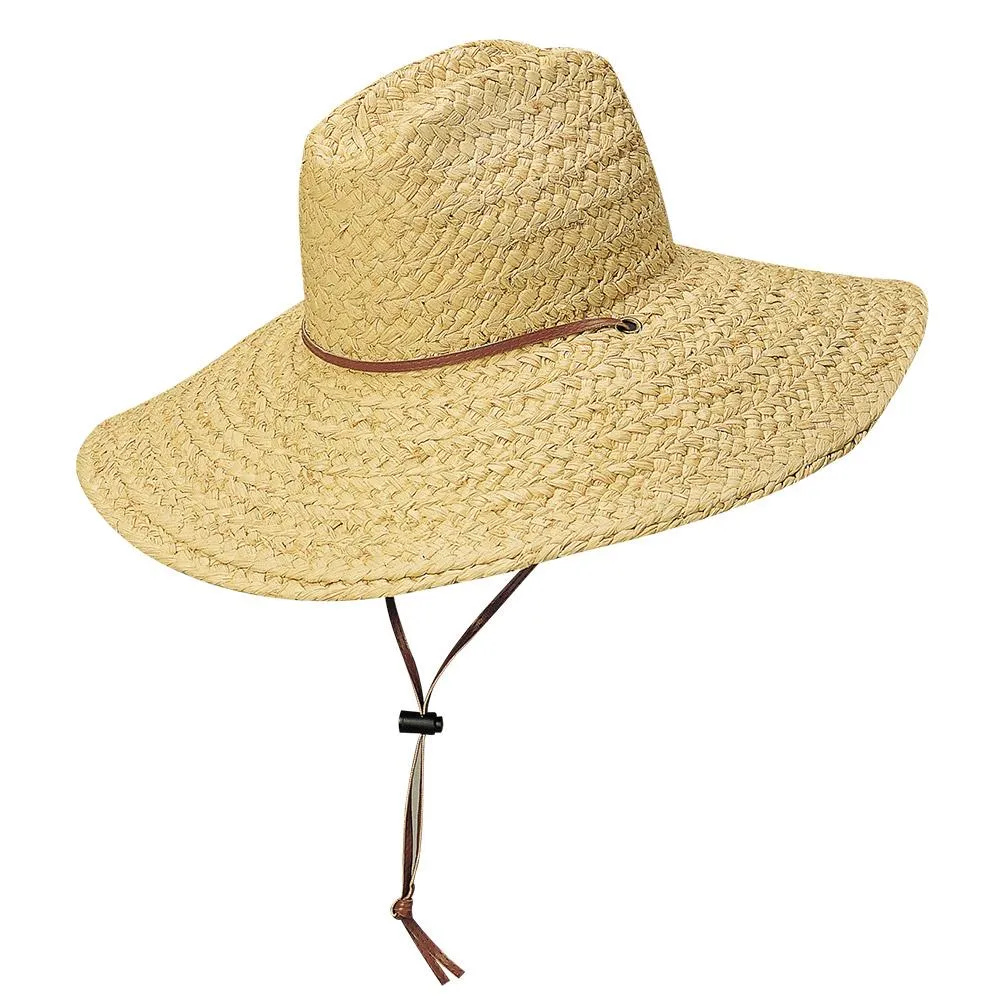 Sun City - Natural Rough Braid Raffia Lifeguard Wide Brim Hat