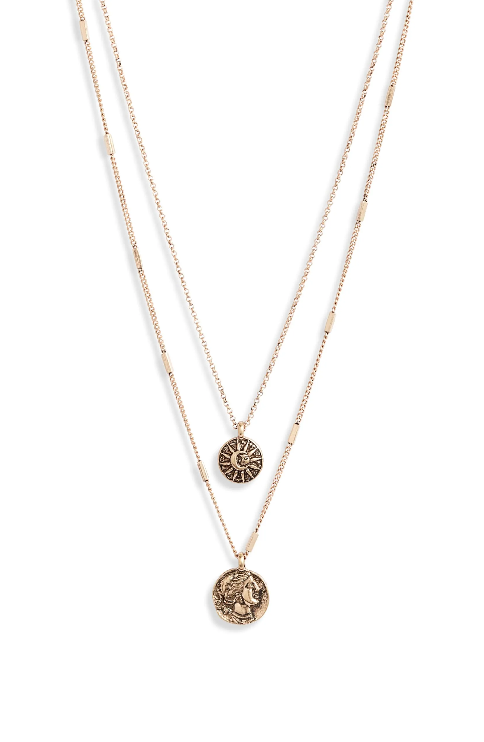 Sunburst Coin Charm Necklace