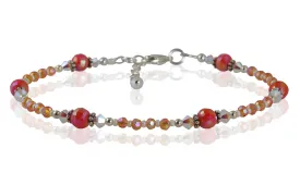 Sunburst Orange Crystal Beaded Anklet