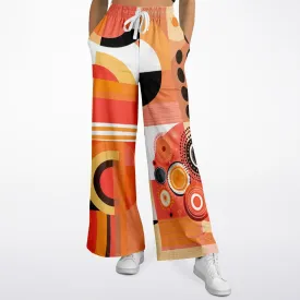 Sunset Springs Abstract 70s Print Eco-Poly Wide Leg Pants