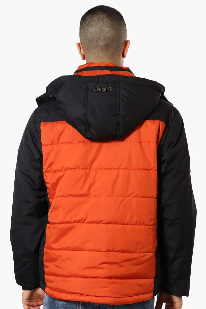 Super Triple Goose Contrast Detail Bubble Bomber Jacket - Orange