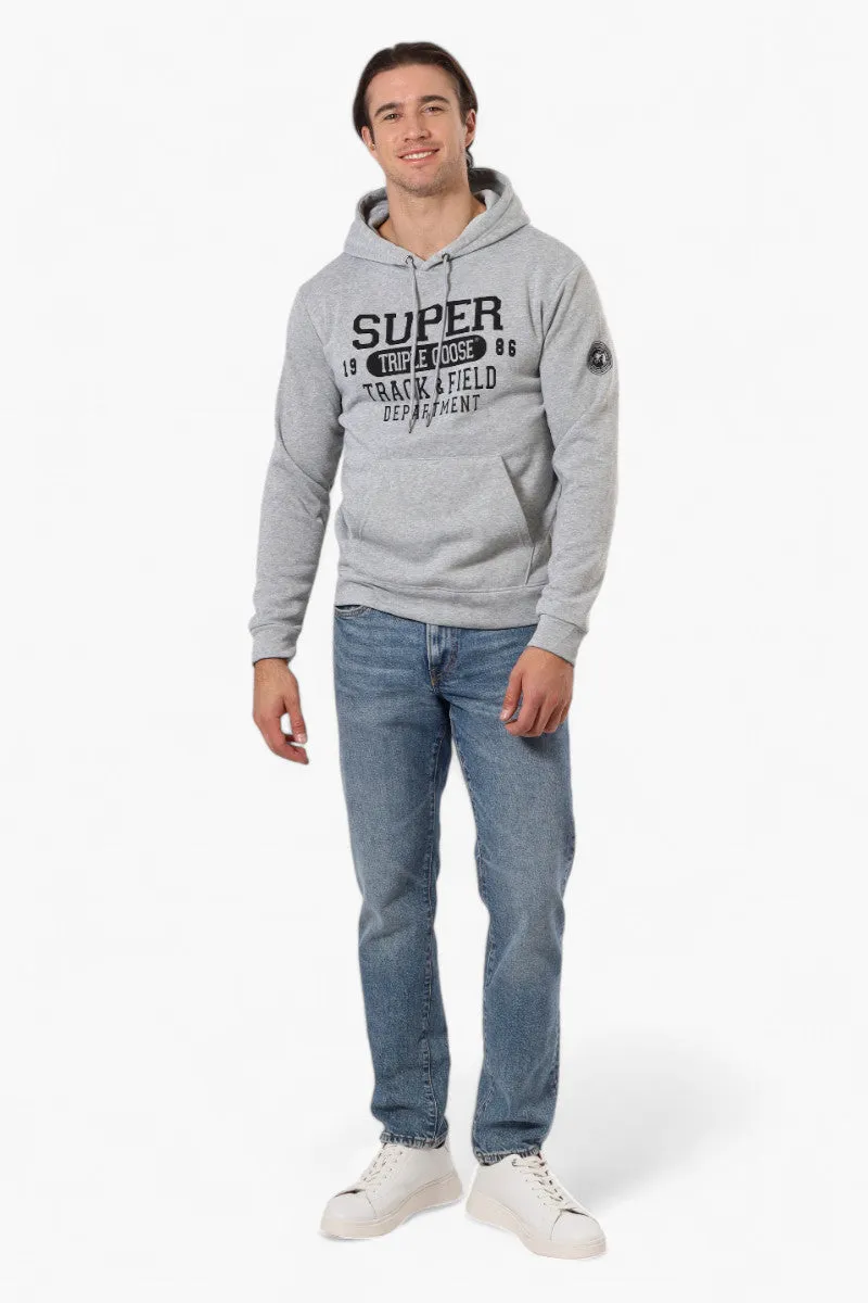 Super Triple Goose Track & Field Print Hoodie - Grey