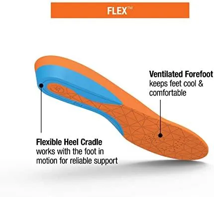 Superfeet Flex | Comfort Insoles for Athletic Shoe Cushion and Support | Unisex | Color Flame