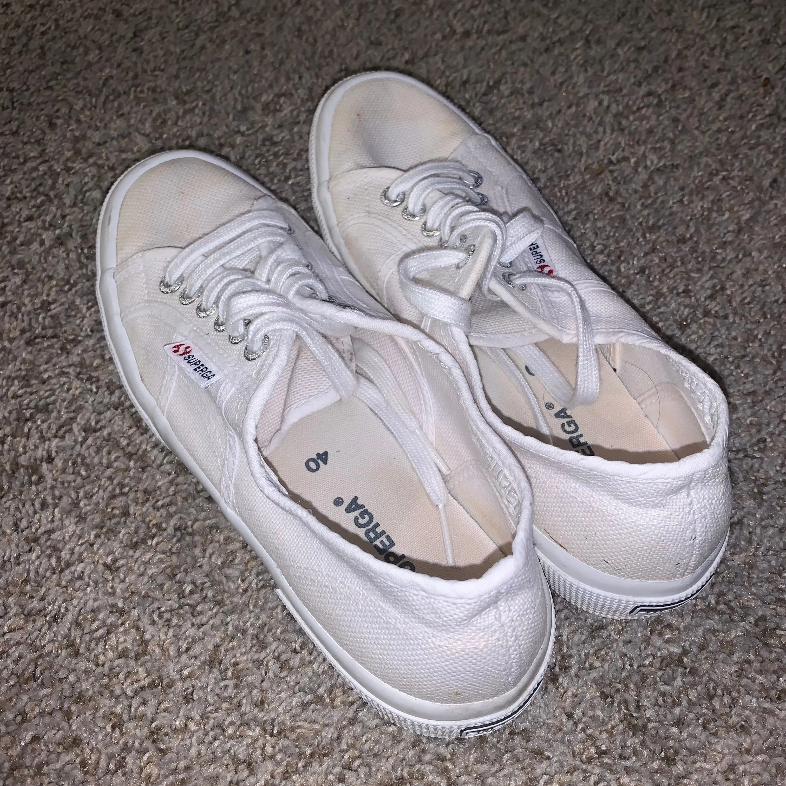 Superga Womens White Canvas Laced Sneakers Shoes Size 9.5