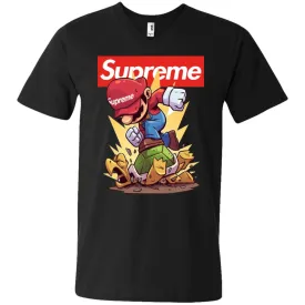 Supreme Mario Gaming T-shirt Men V-Neck T-Shirt