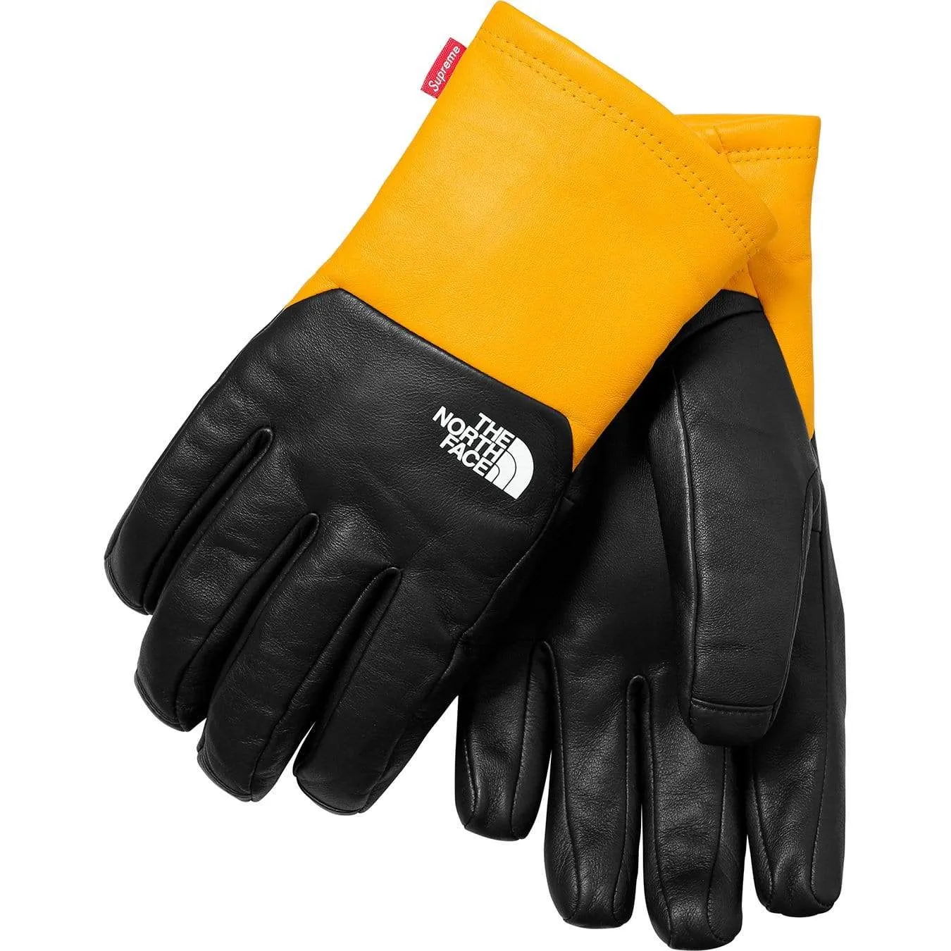 Supreme-The North Face Leather Gloves - Yellow