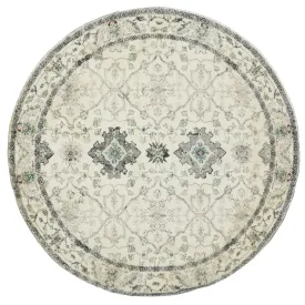 Susa Ivory Multicolour Traditional Distressed Round Rug