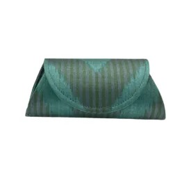 Sussex Silk Ikat Hard Shell Clutch - Small - Green