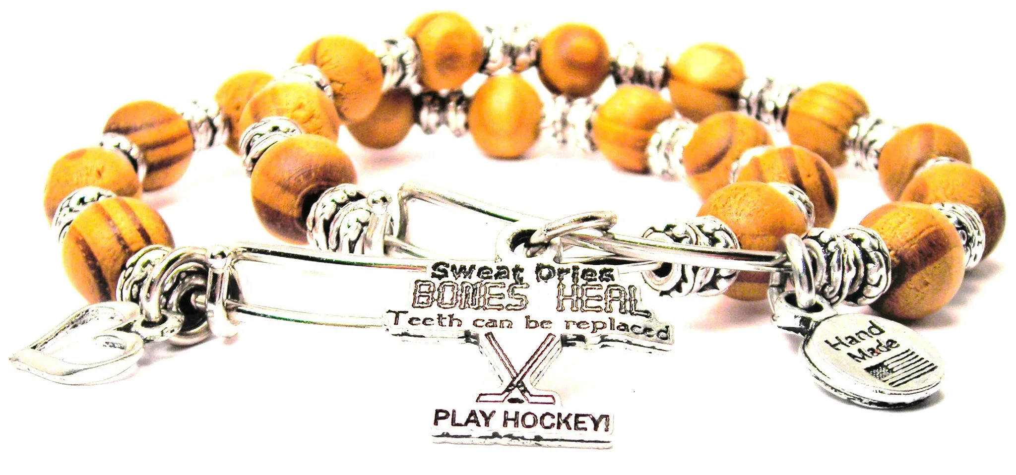 Sweat Dries Bones Heal Teeth Can Be Replaced Play Hockey Natural Wood Double Bangle Set