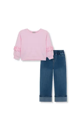 Sweatshirt & Knit Denim Jeans Set | 2-6