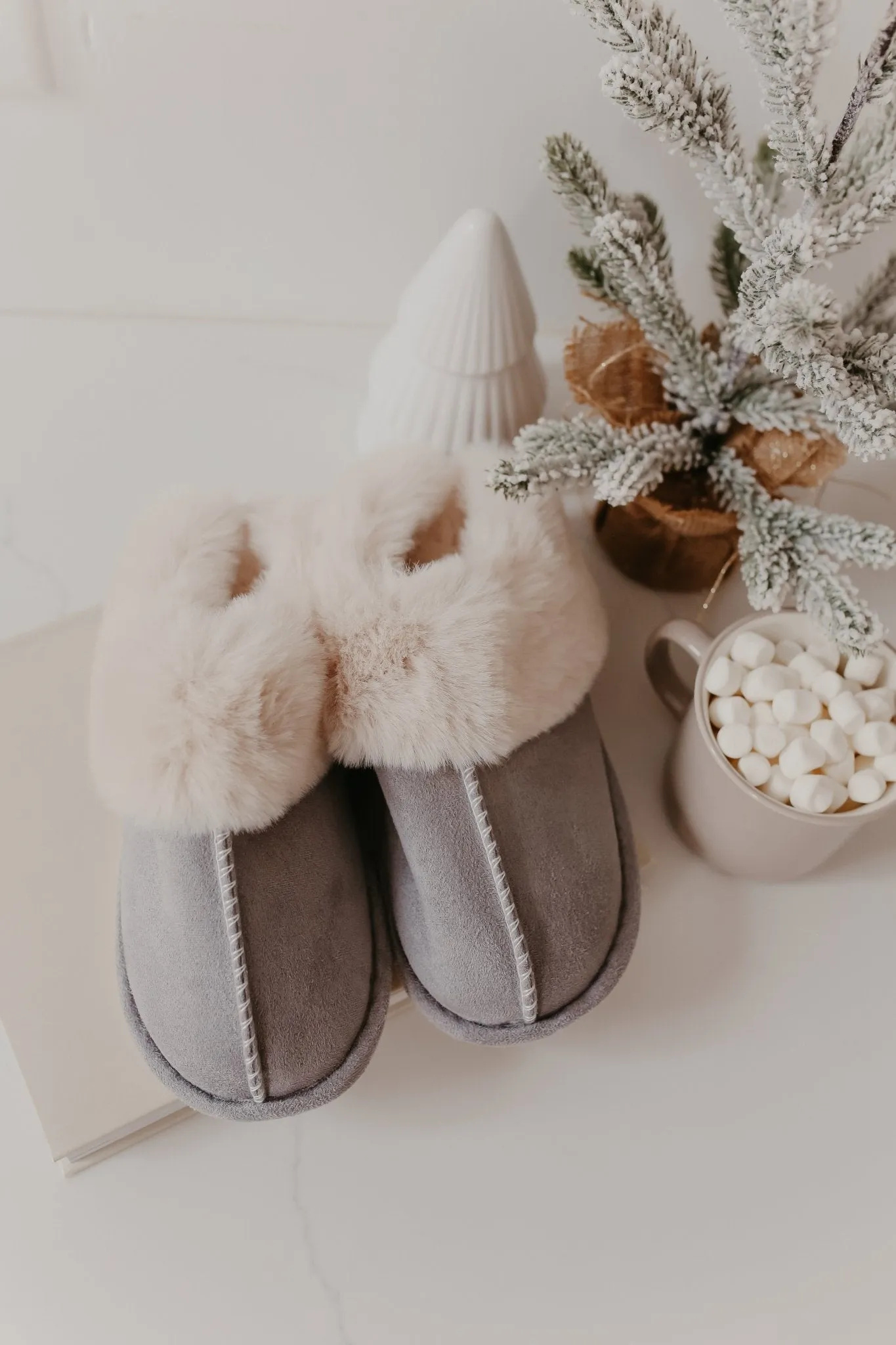 Sweet Dreams Grey Faux Sheepskin Slippers