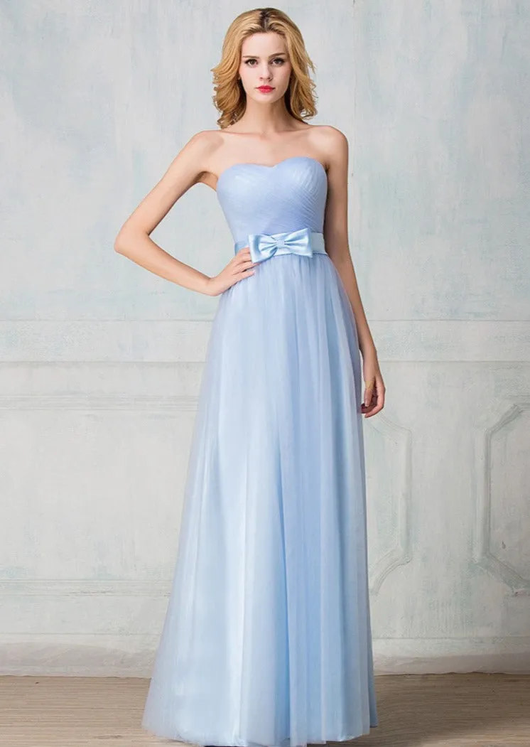 Sweetheart strapless floor-length tulle long prom dress