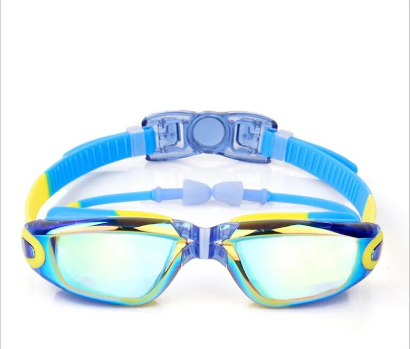 Swimming Goggles Comfortable Silicone Adjustable Swim Glasses Children Anti-Fog UV Waterproof Swimming Eyewear w/ Clear Case