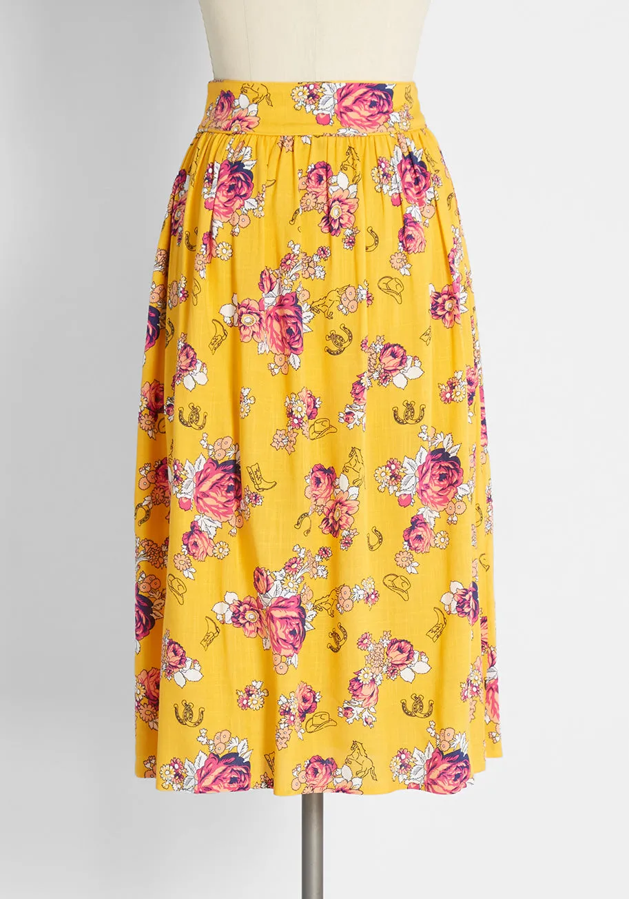 Swinging Saddles Midi Skirt