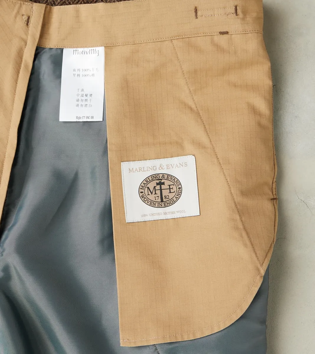 Swiss Army Cargo Trousers - Marling & Evans® Natural Undyed Herringbone Twill