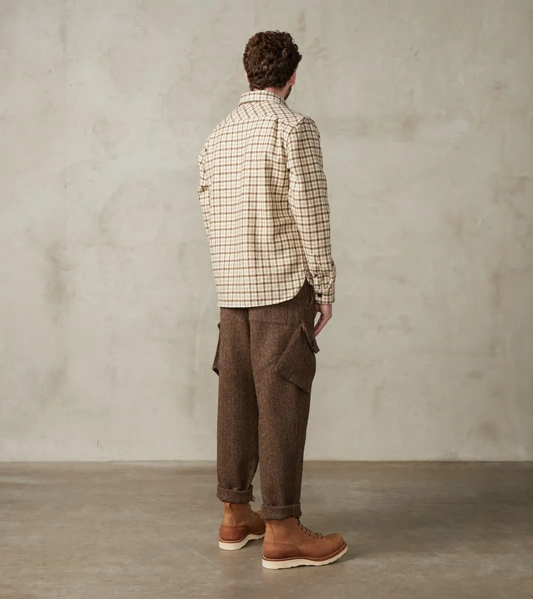 Swiss Army Cargo Trousers - Marling & Evans® Natural Undyed Herringbone Twill