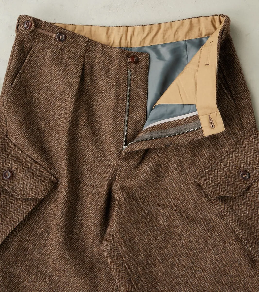 Swiss Army Cargo Trousers - Marling & Evans® Natural Undyed Herringbone Twill