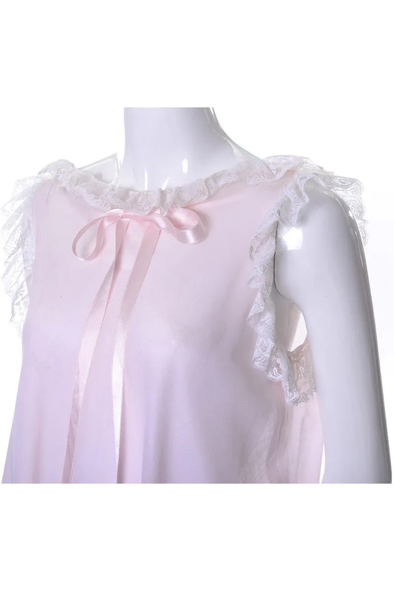 Sylvia Pedlar Iris Lingerie I Magnin Vintage Pink Lace Trimmed Nightgown