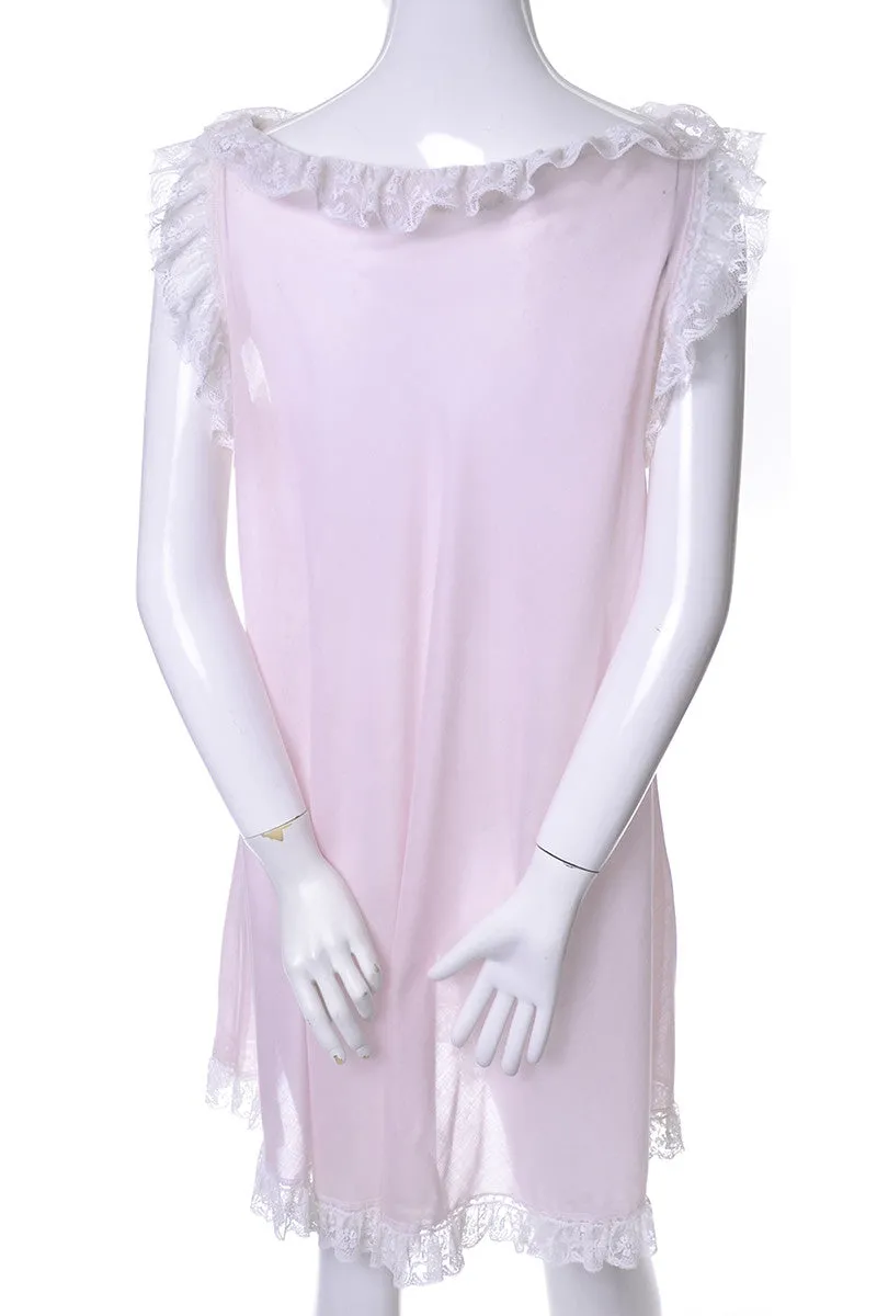 Sylvia Pedlar Iris Lingerie I Magnin Vintage Pink Lace Trimmed Nightgown